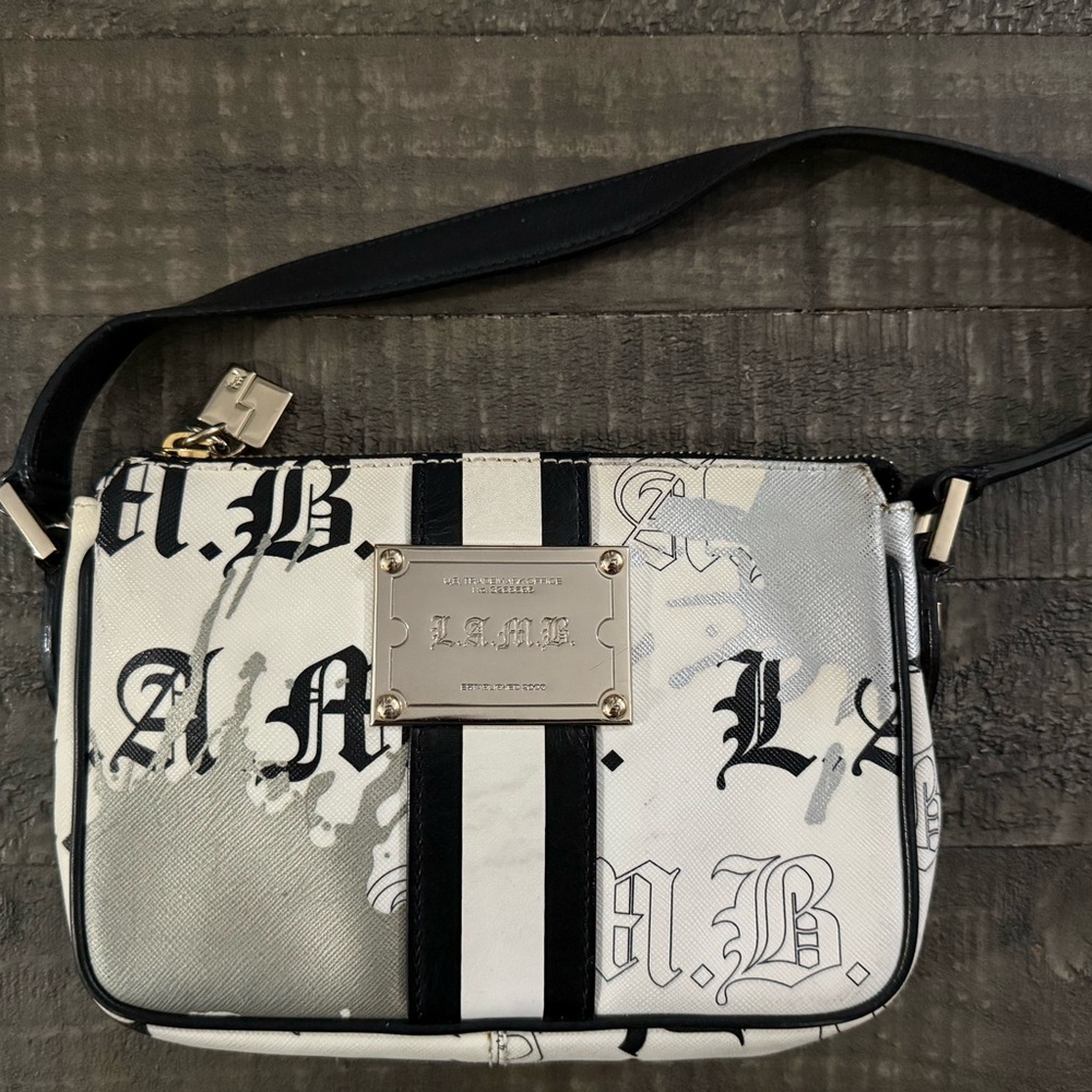 L.A.M.B. Alchemy Baguette Bag Y2K Gwen Stefani Logo Plate Shoulder Purse